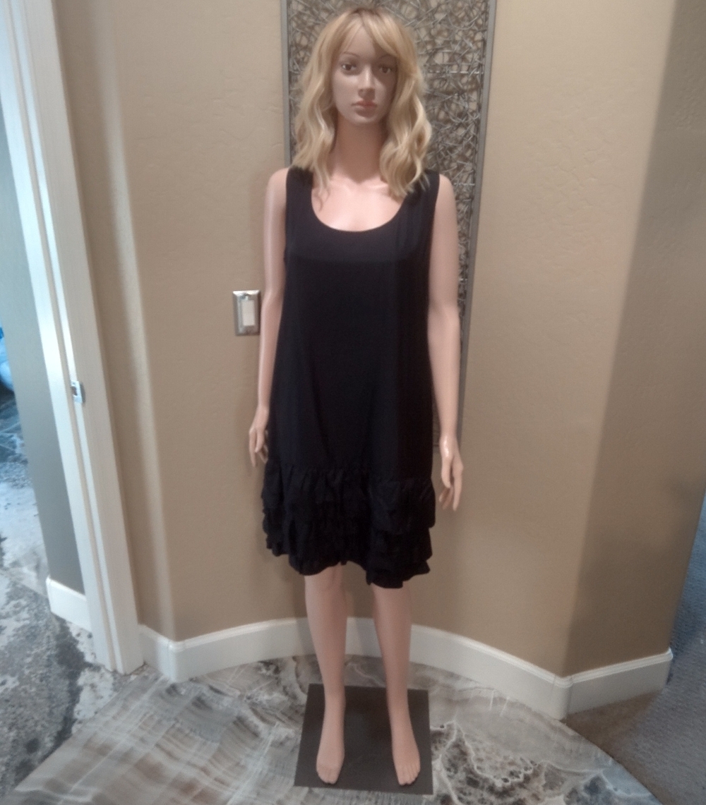 GAP Midnight  Blue Silk Sleeveless Ruffle-Hem Sheath Dress